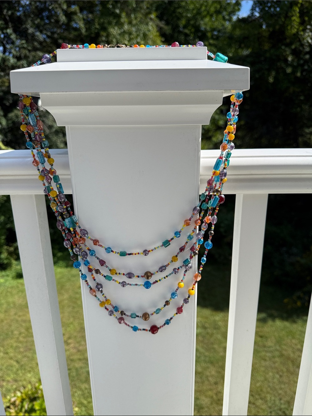 Vintage Multi-Color Beaded Layered Necklace - Women Jewelry